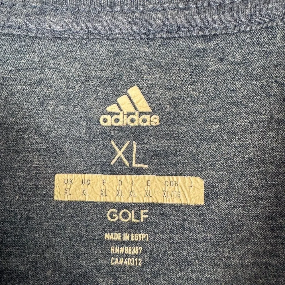 Adidas Golf Shirt Mens XL Blue Long Sleeve Logo Graphic Tee‎ Athletic Casual Top